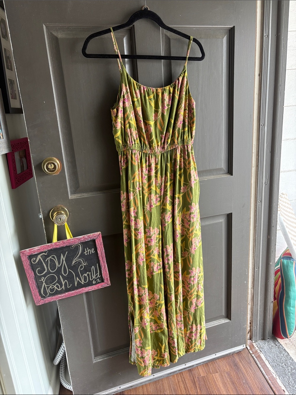 Green Floral linen Jumpsuit with Pink Blooms Rachel Zoe